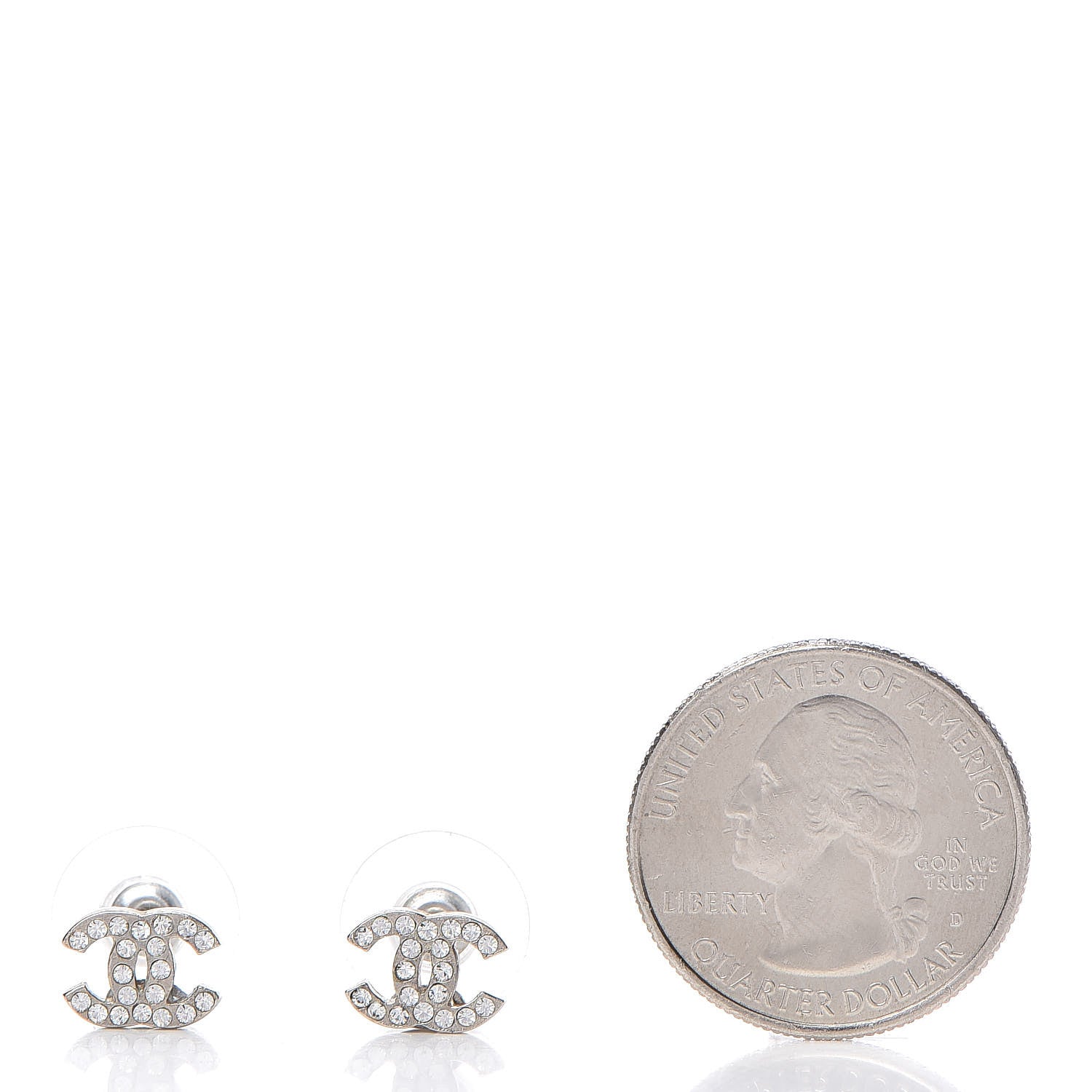 Chanel Crystal Mini Timeless CC Earrings Silver 2 of 5