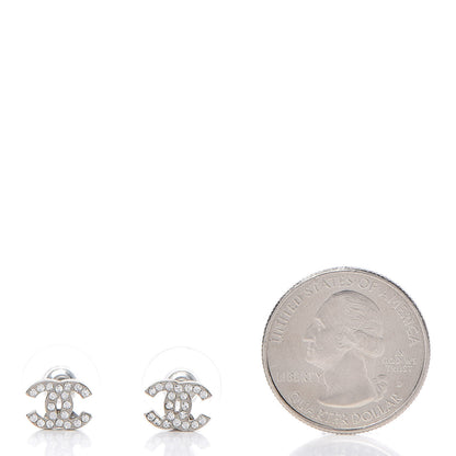 Chanel Crystal Mini Timeless CC Earrings Silver 2 of 5