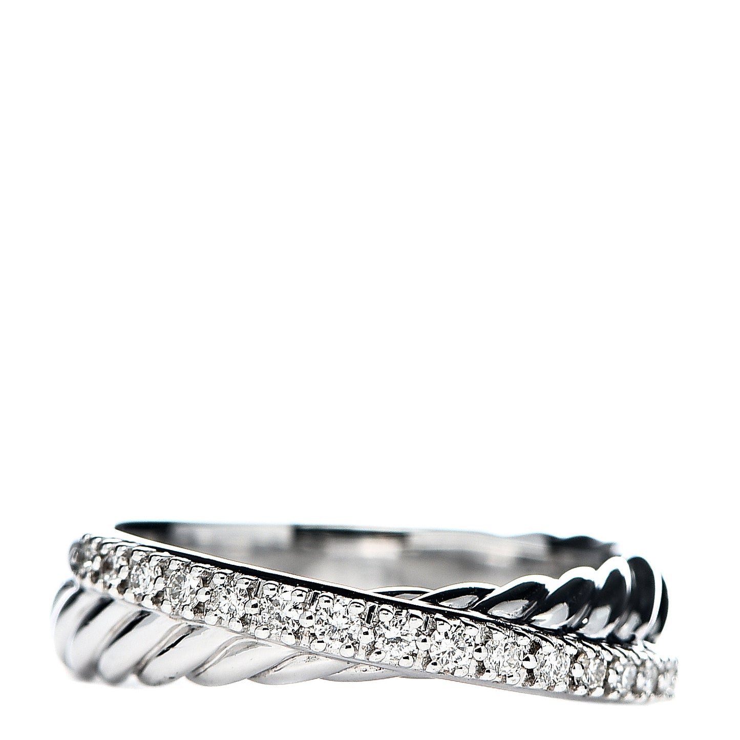 Sterling Silver Diamond 5mm Crossover Ring 50 5.5
