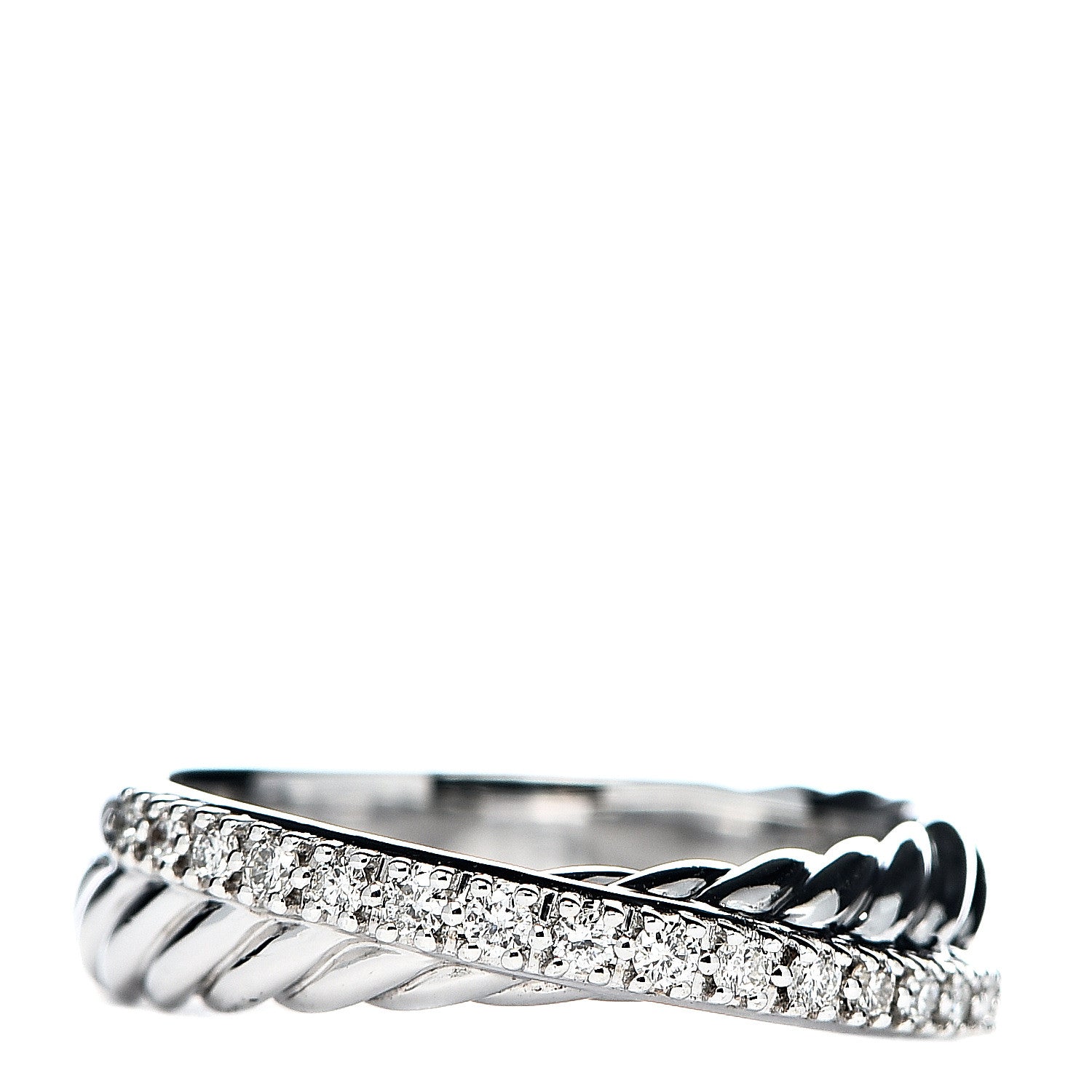 David Yurman Sterling Silver Diamond 5mm Crossover Ring 50 5.5 1 of 5