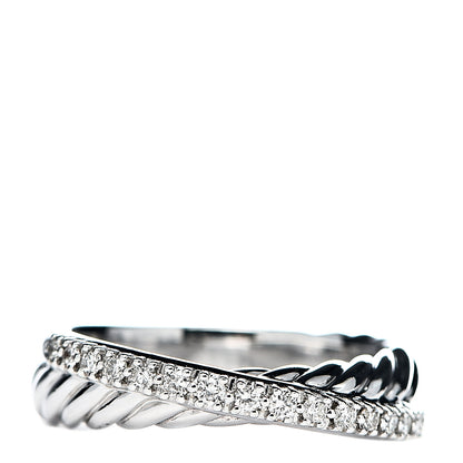 David Yurman Sterling Silver Diamond 5mm Crossover Ring 50 5.5 1 of 5