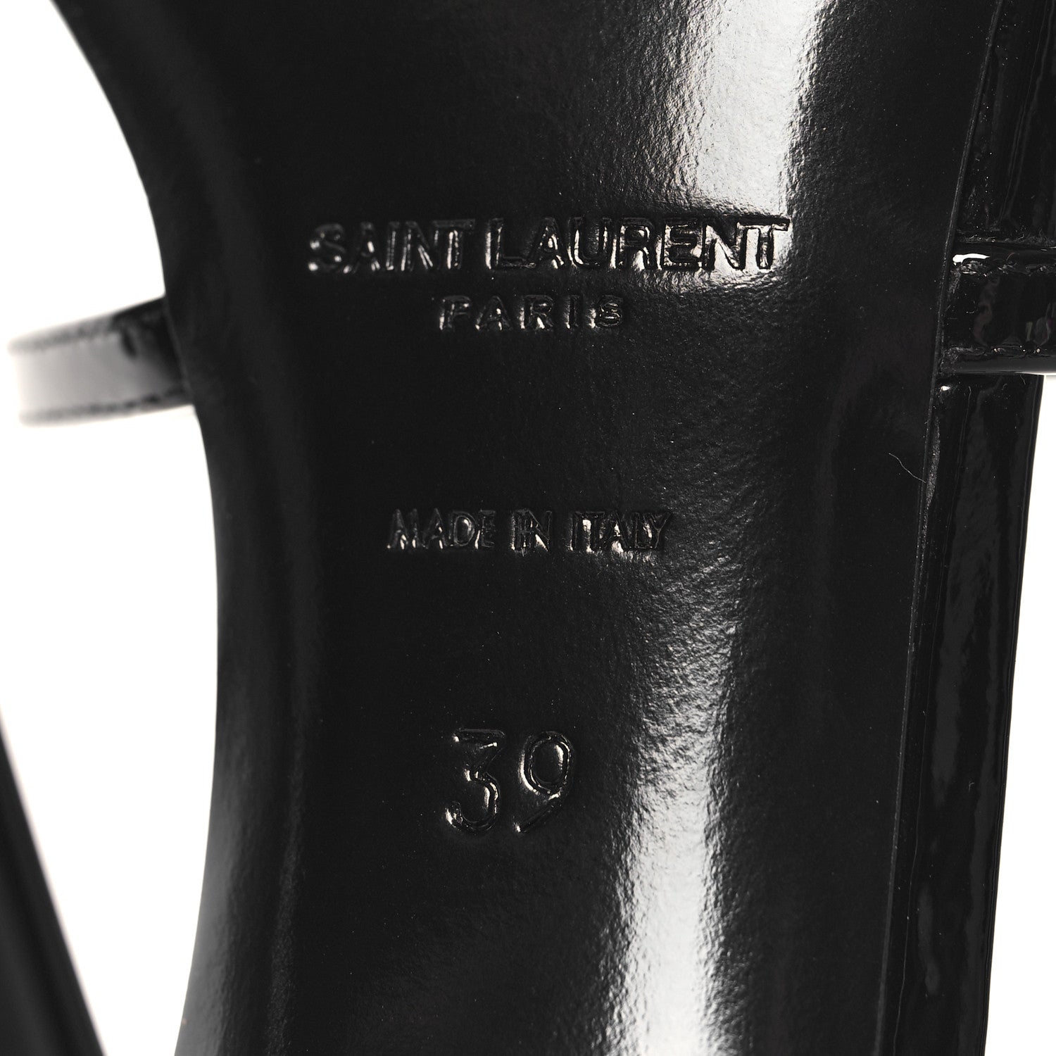 Saint Laurent Patent Cassandra 100 Ankle Strap Sandals 39 Black 8 of 10