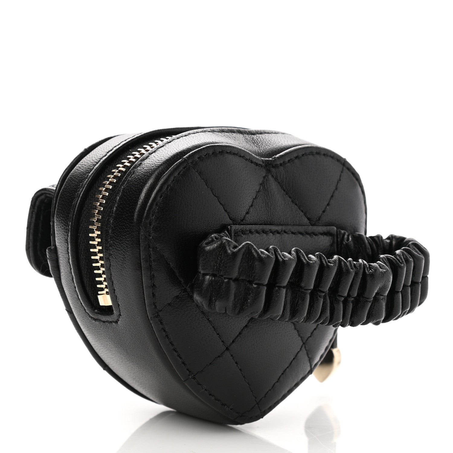 Chanel Lambskin Quilted CC In Love Heart Zipped Arm Coin Purse Black 3 of 8