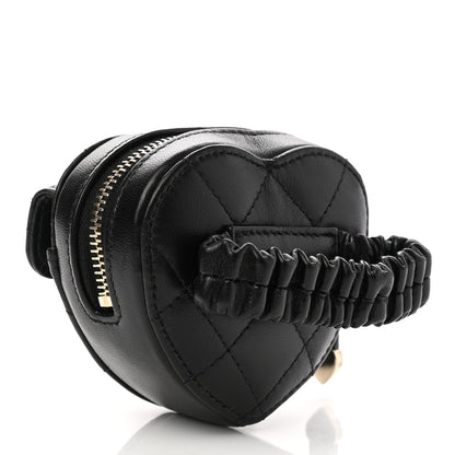 Chanel Lambskin Quilted CC In Love Heart Zipped Arm Coin Purse Black 3 of 8