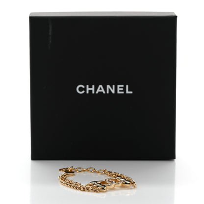 Chanel Crystal CC Heart Link Bracelet Gold 6 of 6