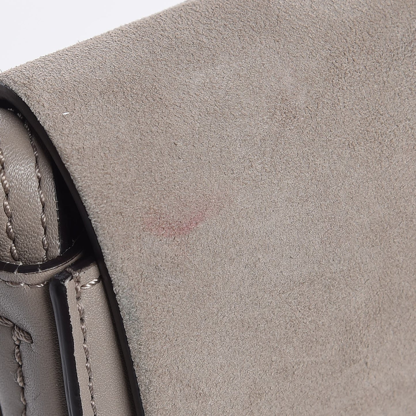 Suede Calfskin Small Faye Shoulder Bag Motty Grey