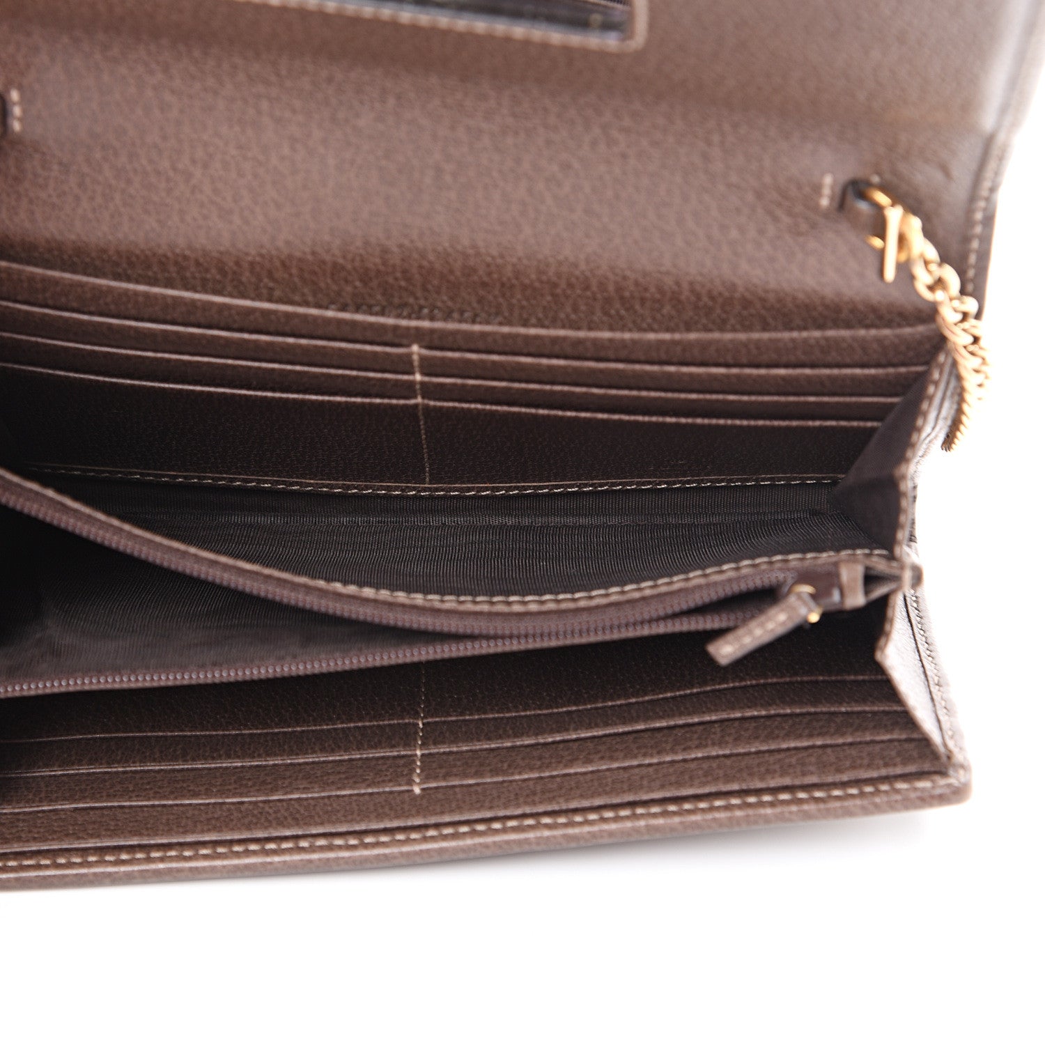 Gucci GG Supreme Monogram Web Ophidia Wallet On Chain Brown 4 of 15