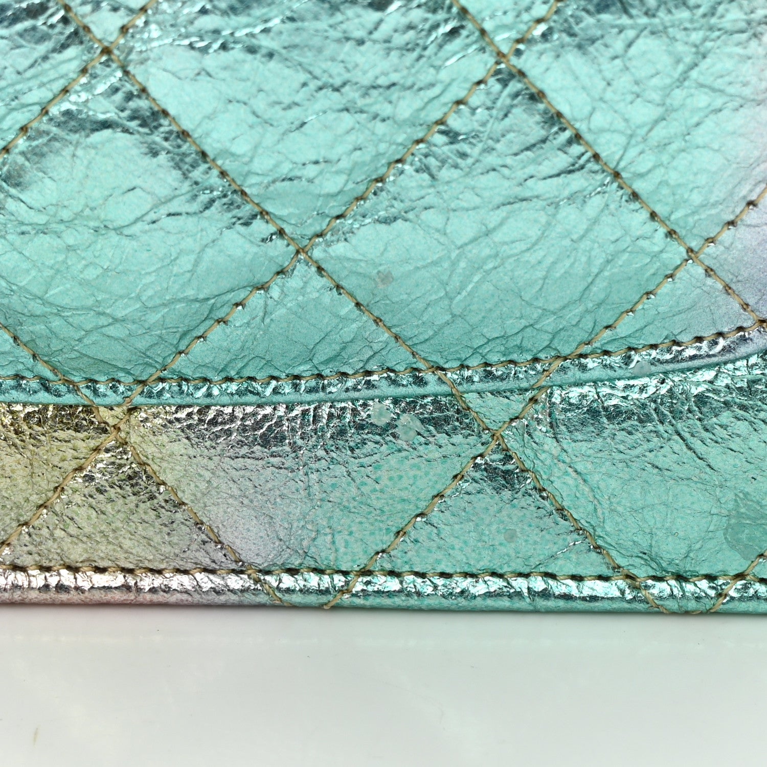 Chanel Metallic Goatskin Quilted 2.55 Reissue Wallet on Chain WOC Multicolor 14 of 15