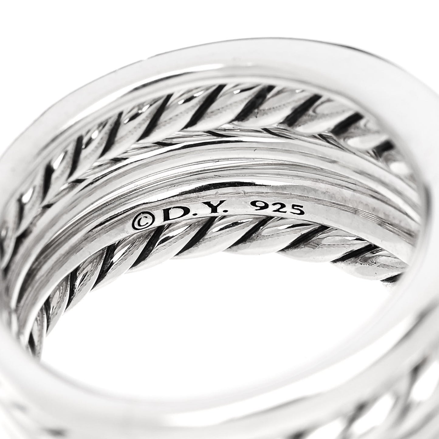 Sterling Silver Diamond 16mm Pure Form Stacked Ring 58 8.25