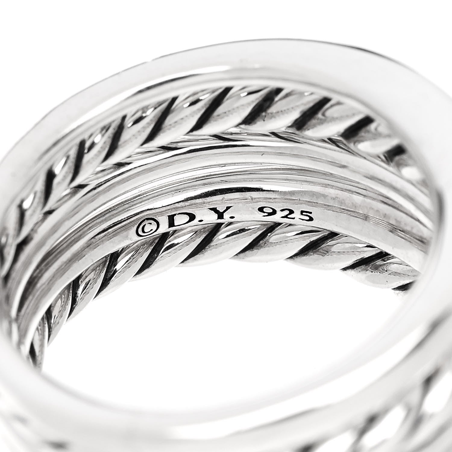 David Yurman Sterling Silver Diamond 16mm Pure Form Stacked Ring 58 8.25 4 of 4