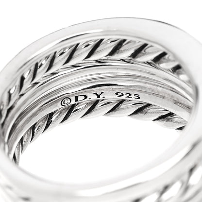 David Yurman Sterling Silver Diamond 16mm Pure Form Stacked Ring 58 8.25 4 of 4