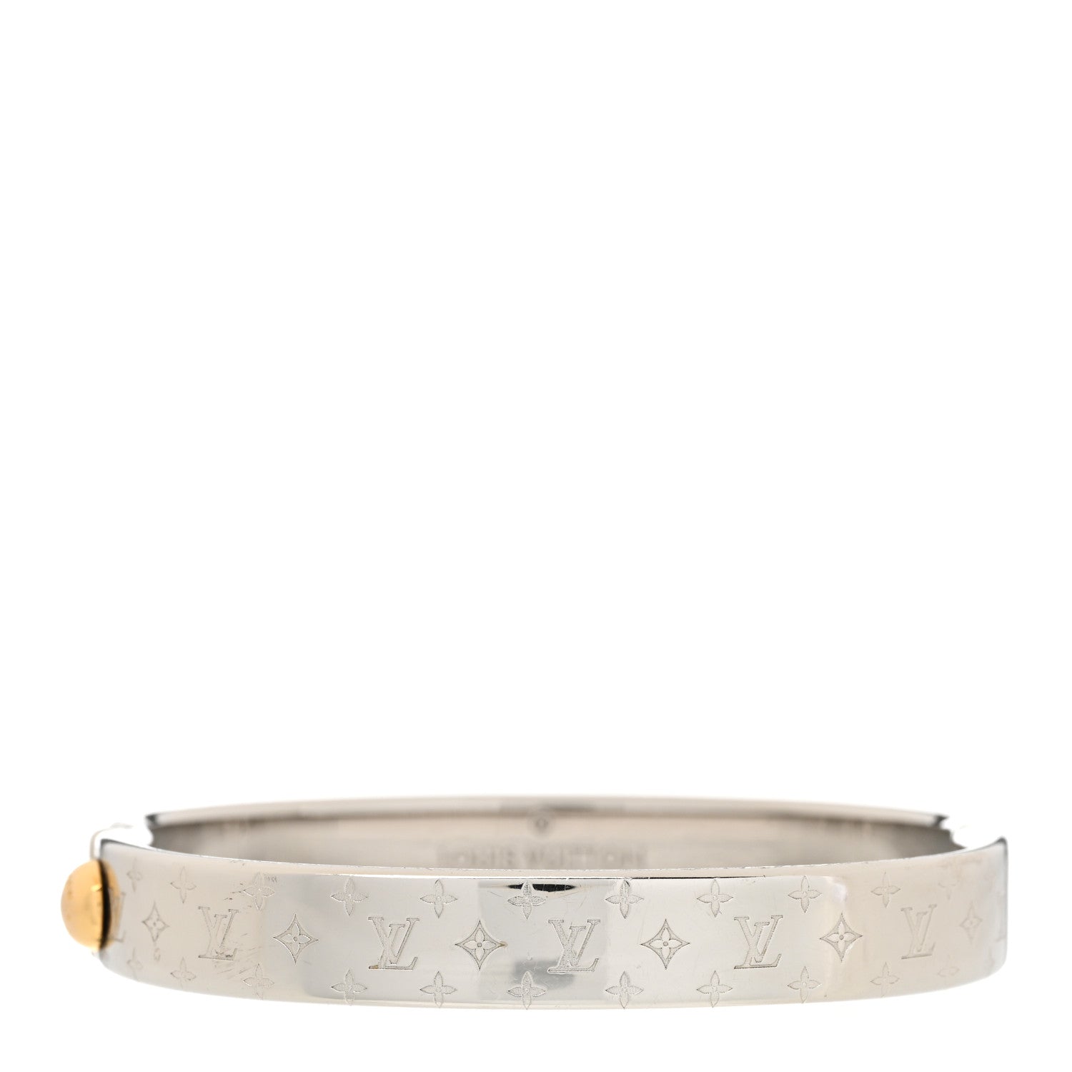 Louis Vuitton Brass Palladium Plated Nanogram Cuff M Silver 1 of 8