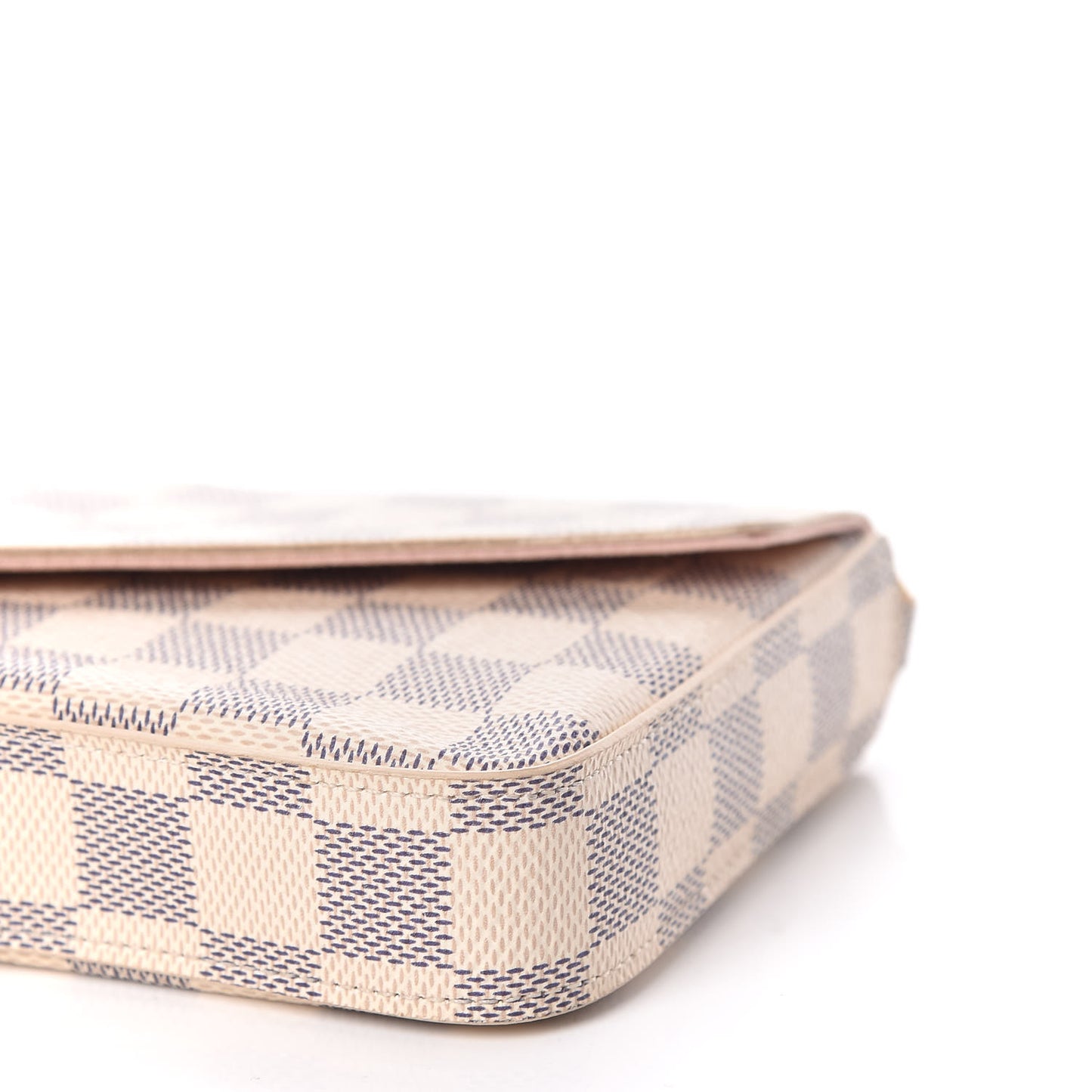 Damier Azur Pochette Felicie Chain Wallet Rose Ballerine