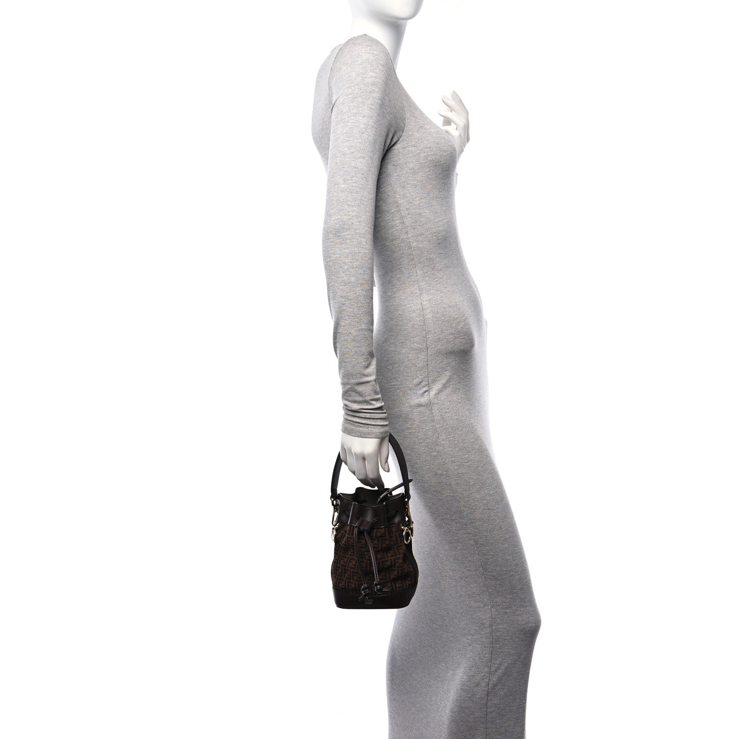 Fendi Suede Vitello King F is Fendi Micro FF Mini Mon Tresor Bucket Bag Sigaro Marrone Ebano 2 of 13