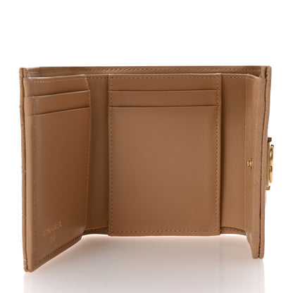 Chanel Caviar Quilted Compact Boy Flap Wallet Beige 5 of 7
