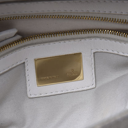 Fendi Linen Embroidered Baguette Beige White 5 of 11