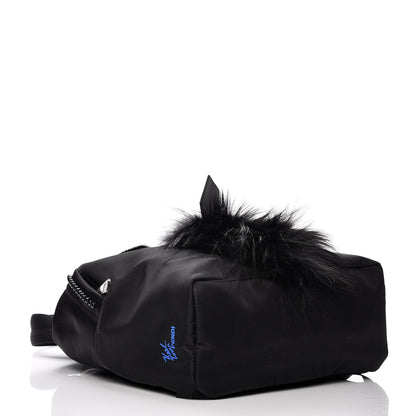 Fendi Nylon Vitello Century Mink Fox Goat Fur Studded Karlito Backpack Black Multicolor 4 of 9