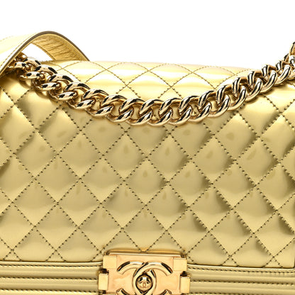 Chanel Metallic Patent Calfskin Quilted Medium Boy Flap Gold 8 of 10