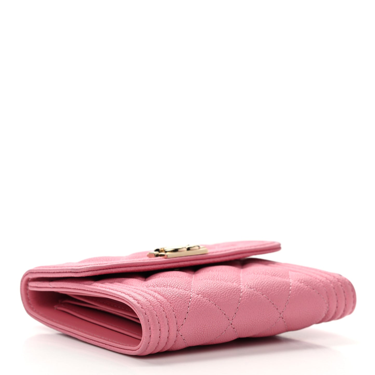Caviar Quilted Compact Boy Wallet Pink