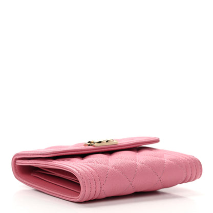Chanel Caviar Quilted Compact Boy Wallet Pink 4 of 10