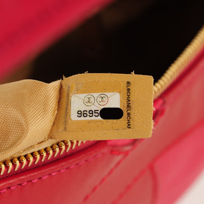 Chanel Lambskin Small CC Stitched Shoulder Bag Red Pink 6 of 7