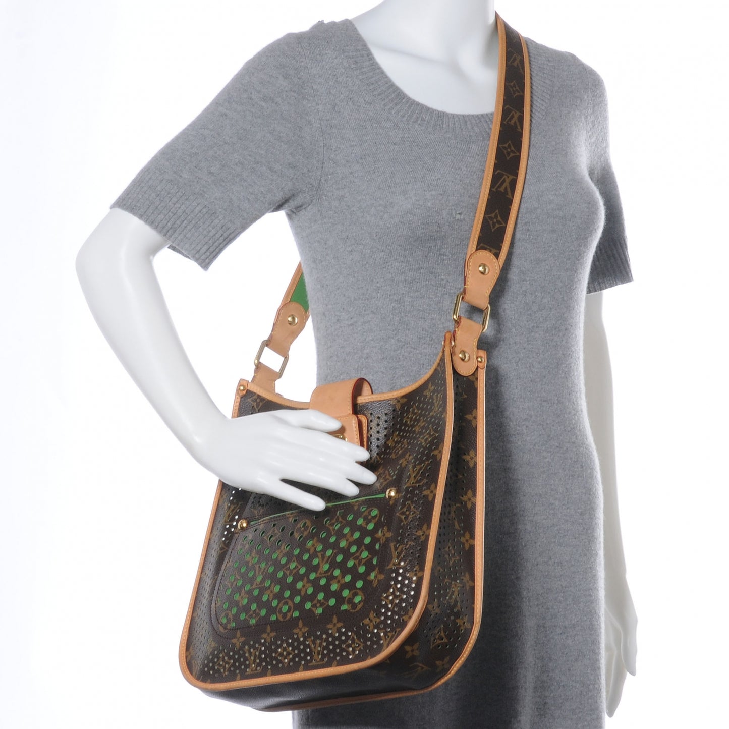Monogram Perforated Musette Green