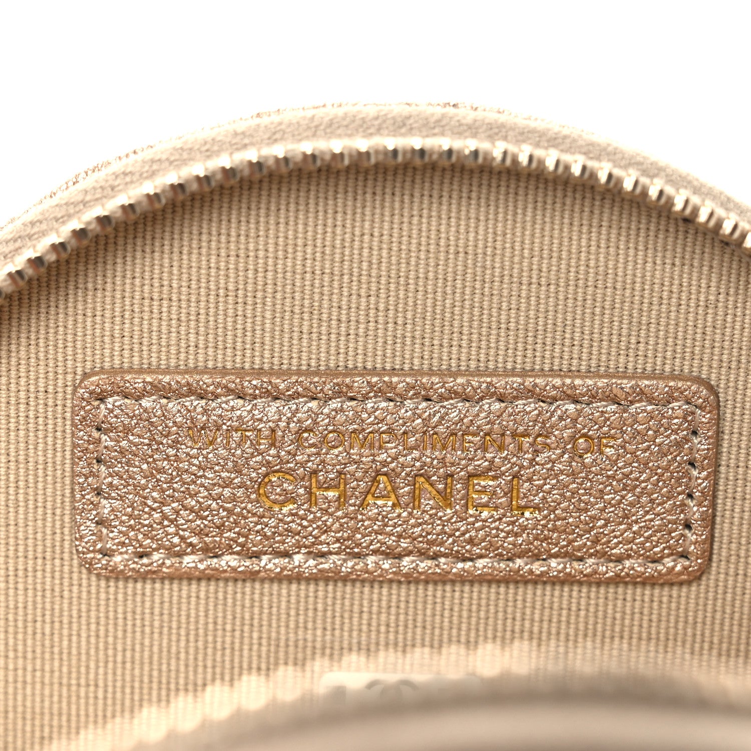 Chanel Metallic Lambskin Quilted Round Clip On Coin Purse Airpods Case Gold 6 of 13