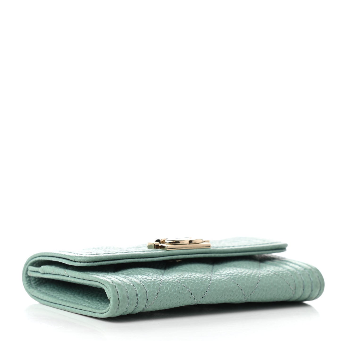 Caviar Quilted Boy Flap Card Holder Light Blue