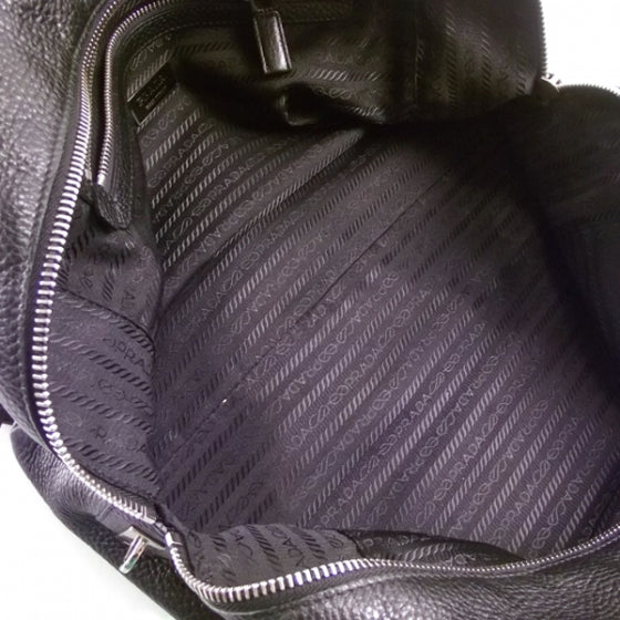 Prada Leather Large Logo Bowler Black 7 of 9