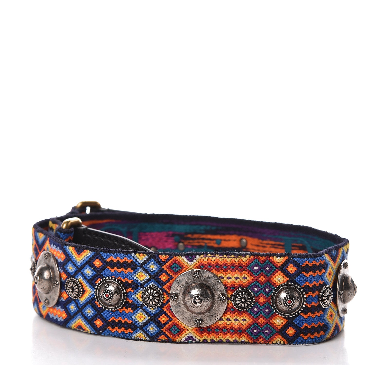 Christian Dior Canvas Embroidered Studded Mexico Shoulder Strap Multicolor 2 of 3