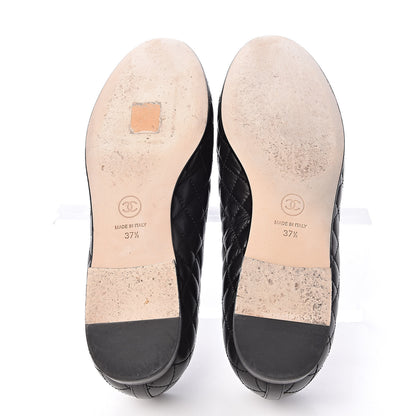 Chanel Lambskin Quilted CC Loafers 37.5 Black 7 of 15