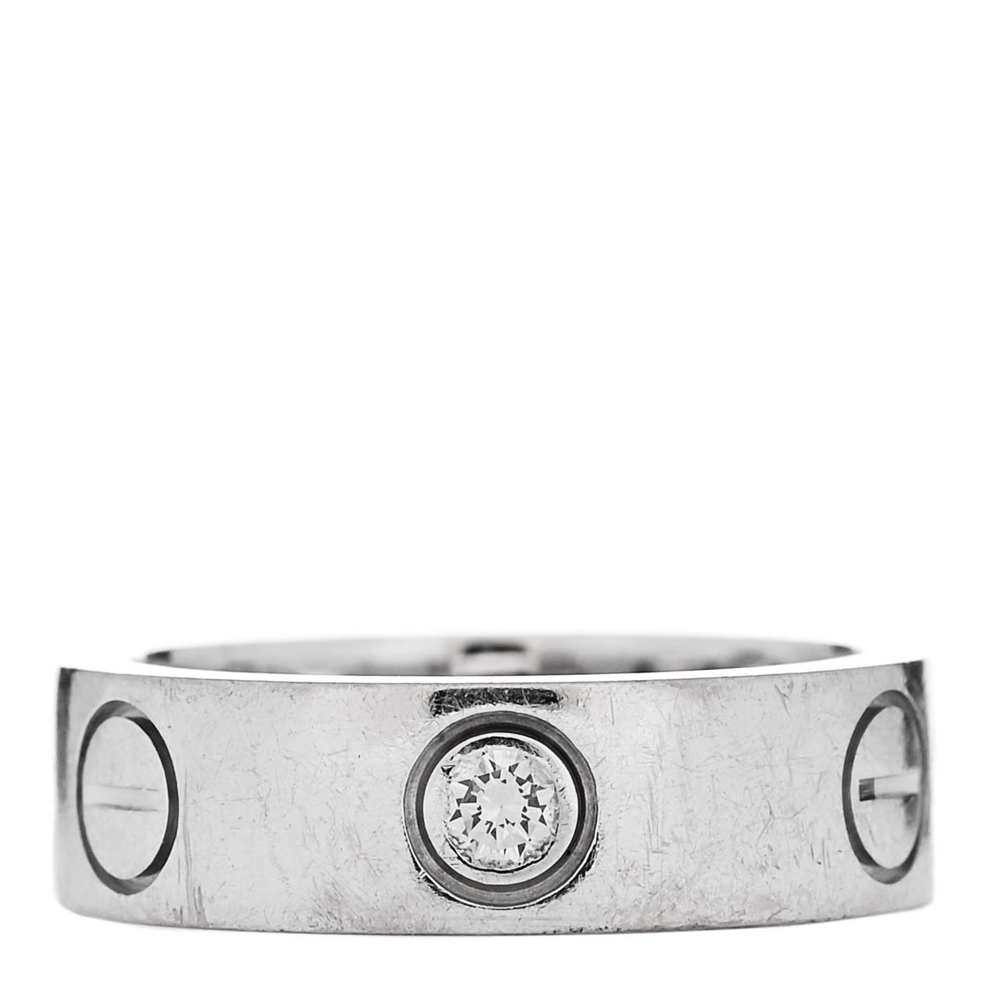 18K White Gold 3 Diamond 5.5mm LOVE Ring 48 4.5