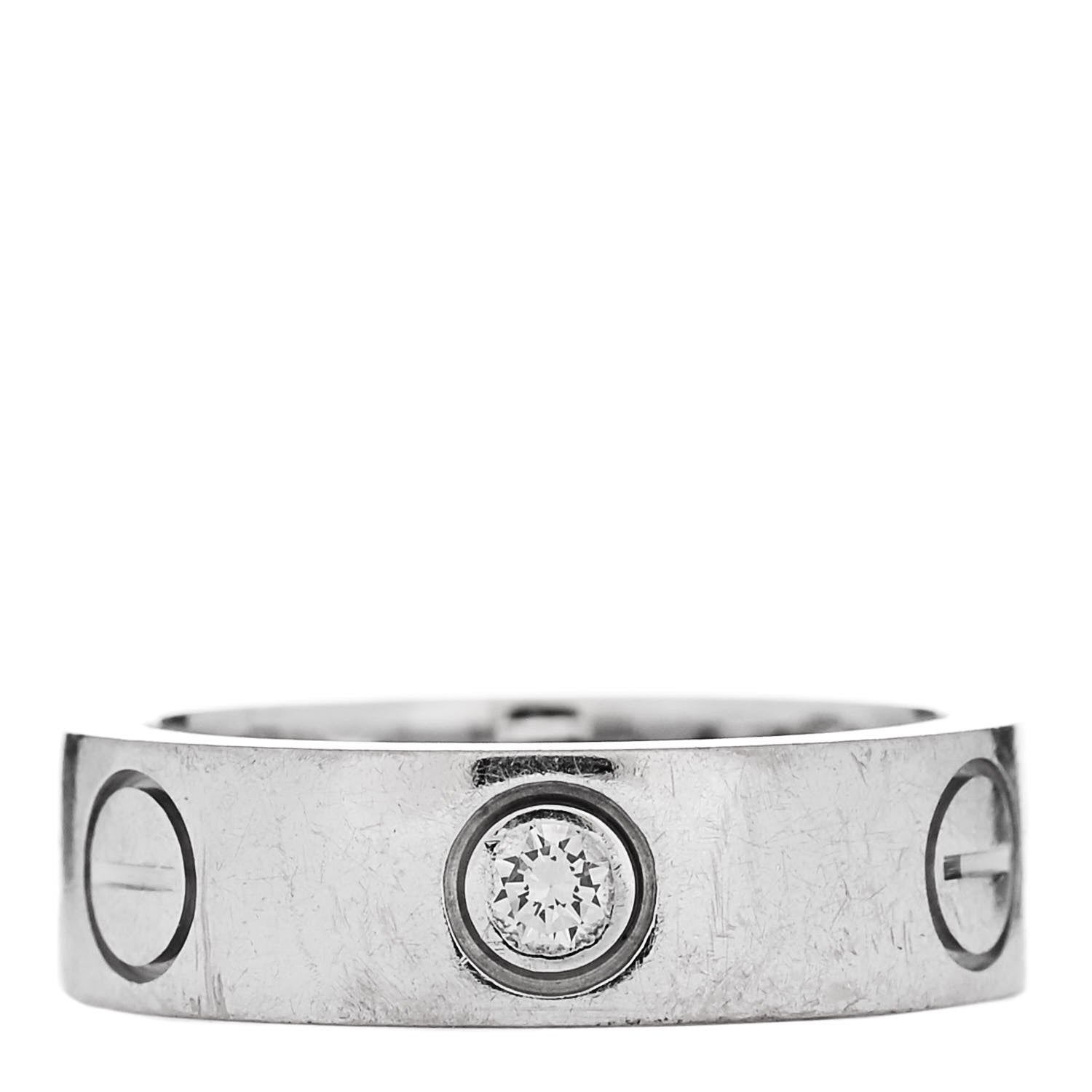 Cartier 18K White Gold 3 Diamond 5.5mm LOVE Ring 48 4.5 1 of 6