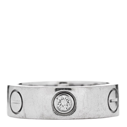 Cartier 18K White Gold 3 Diamond 5.5mm LOVE Ring 48 4.5 1 of 6