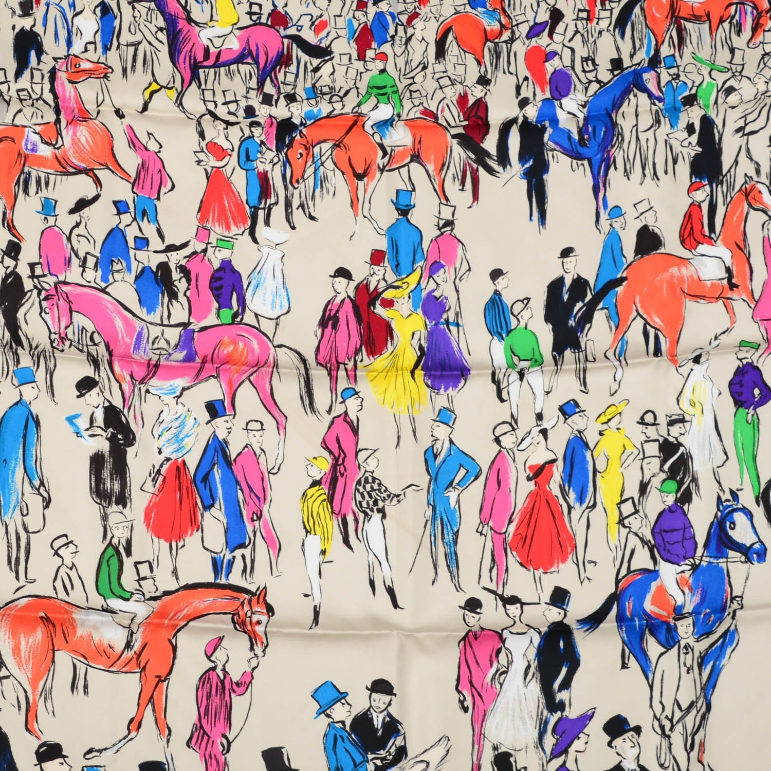 Hermes Silk Paddock Scarf 90 Mastic Violet Orange 1 of 6