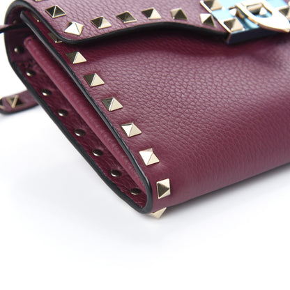 Valentino Garavani Pebbled Calfskin Medium Rockstud Flip Lock Crossbody Bag Vinaccia 9 of 10