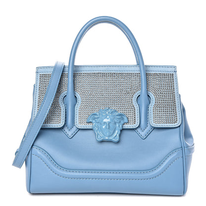 Versace Calfskin Crystal Medium Baroque Palazzo Empire Bag Blue 1 of 8