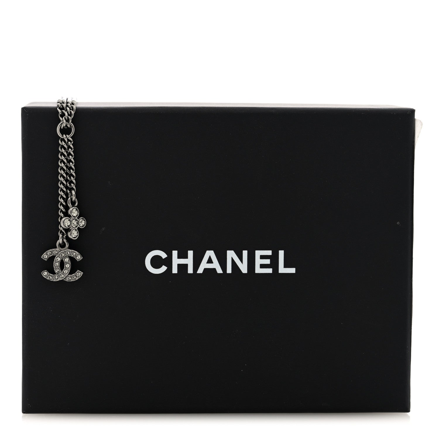 Chanel Ruthenium Crystal Flower CC Lariat Necklace 5 of 5