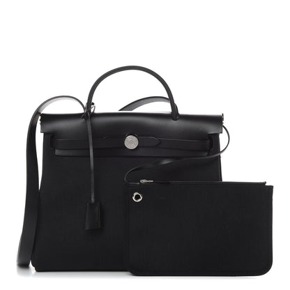 Hermes Military Toile Vache Hunter Herbag Zip PM 31 Black 1 of 12