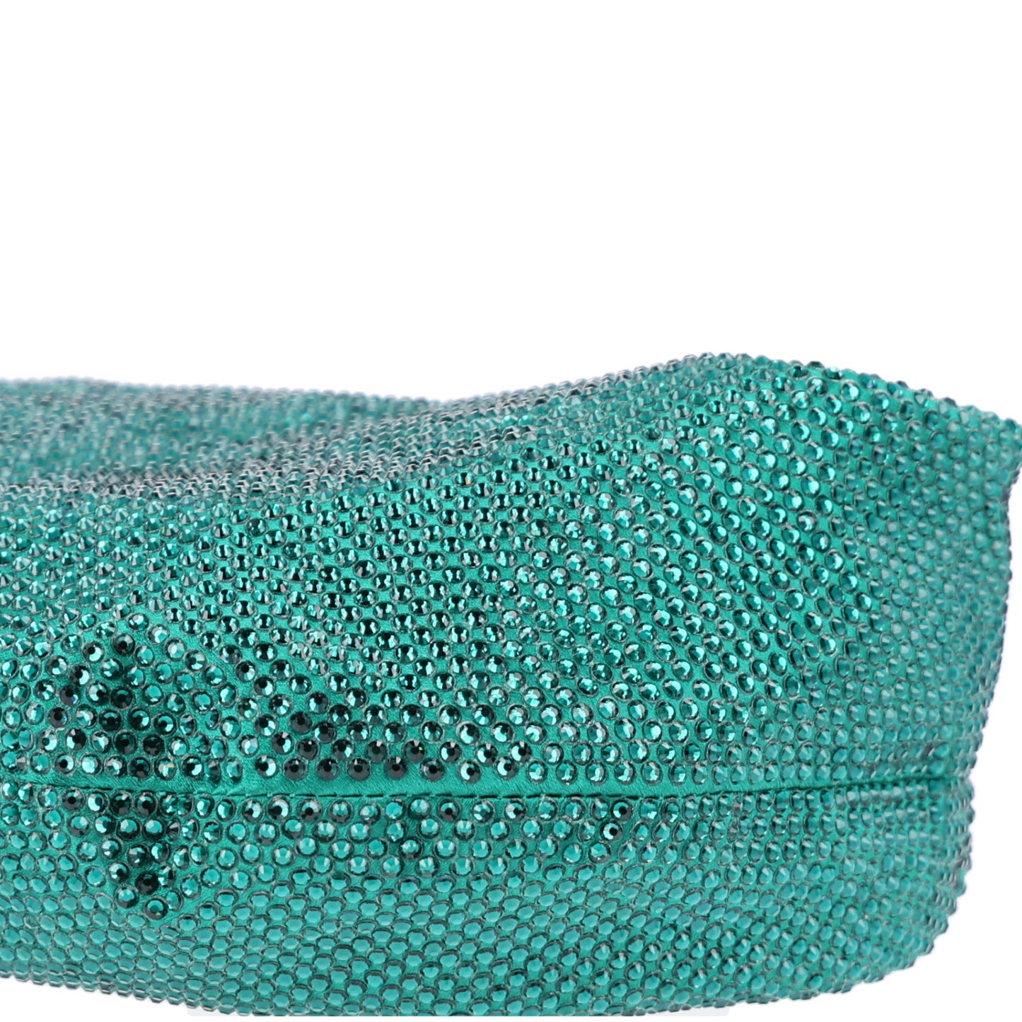 Crystal Embellished Satin Mini Hotfix Jodie Emerald