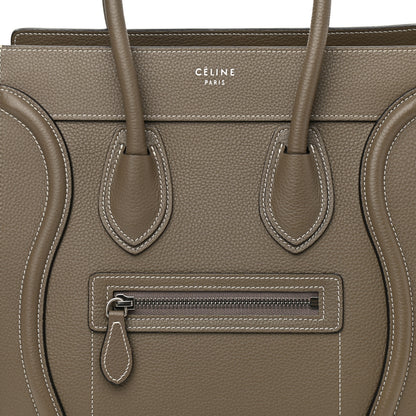 Celine Drummed Calfskin Micro Luggage Souris 8 of 12