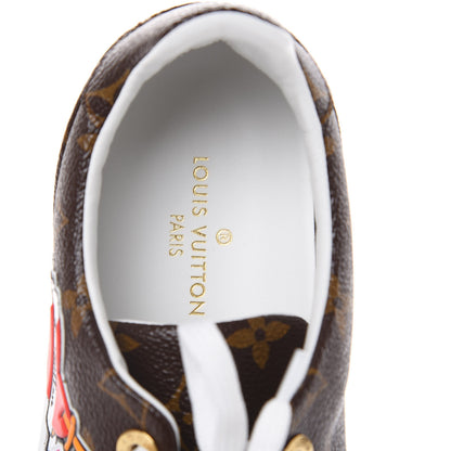 Louis Vuitton Calfskin Monogram LV Black Heart Sneakers 37.5 Cacao 8 of 9
