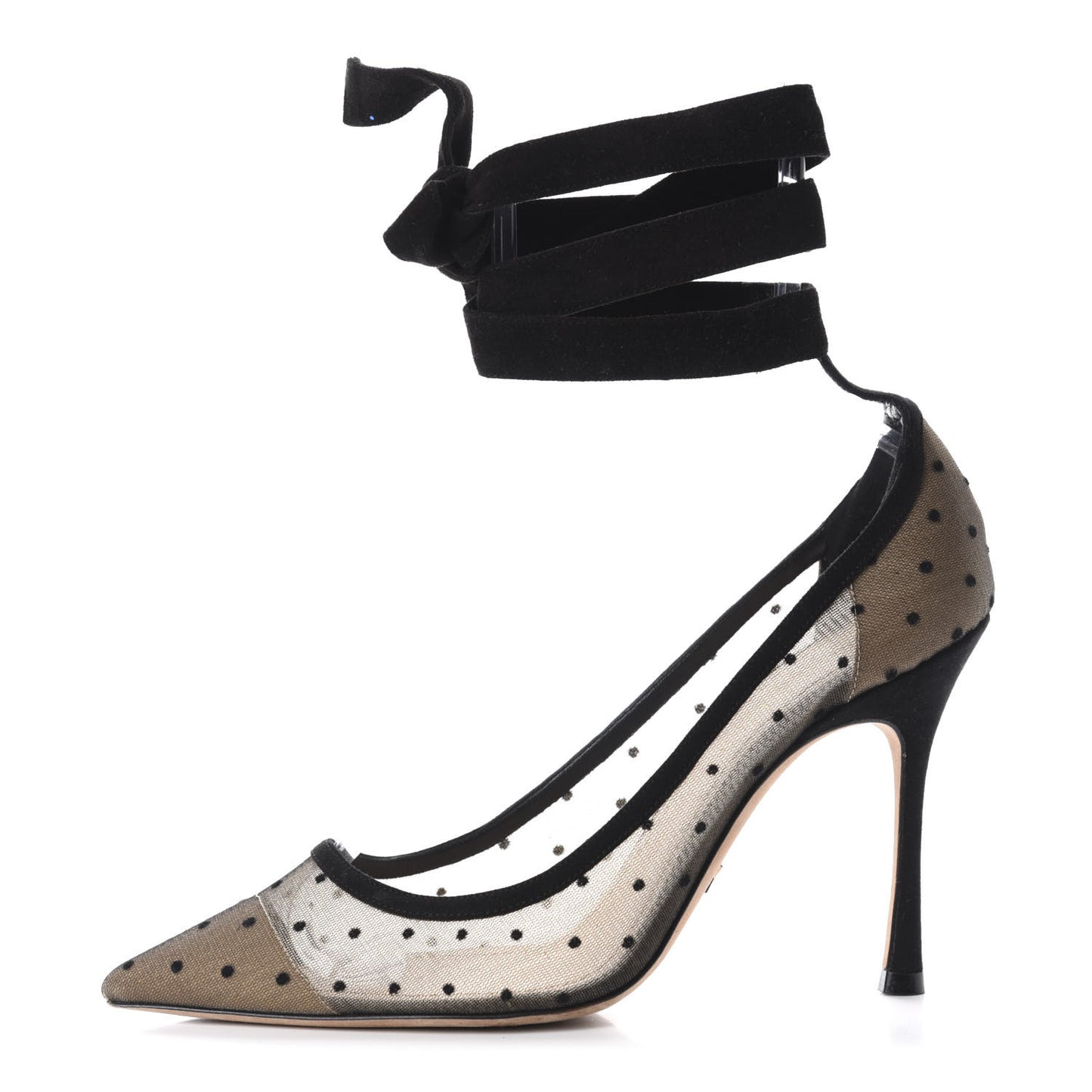 Suede Calfskin Plumetis Lovely-D Ankle Wrap Pumps 37 Black