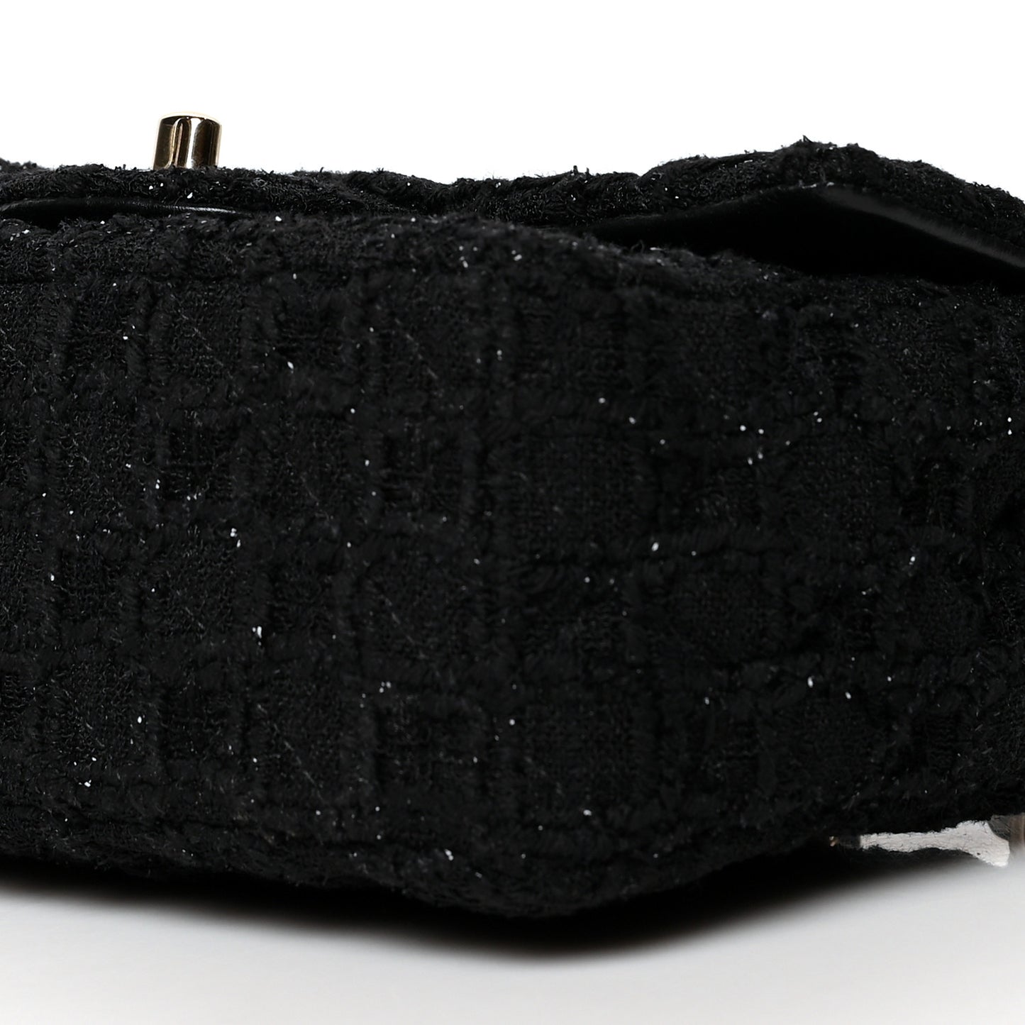 Tweed Quilted Mini Rectangular Flap Black
