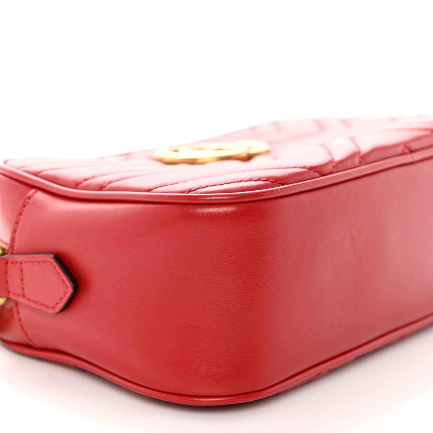 Calfskin Matelasse Small GG Marmont Chain Shoulder Bag Hibiscus Red