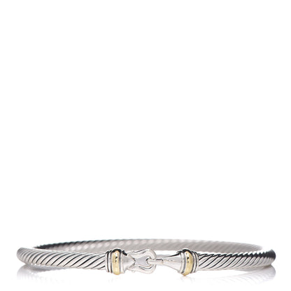 David Yurman Sterling Silver 18K Yellow Gold 4mm Cable Buckle Bracelet 1 of 4