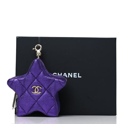 Chanel Metallic Lambskin Hollywood Boulevard Star Clip On Coin Purse Purple 9 of 9