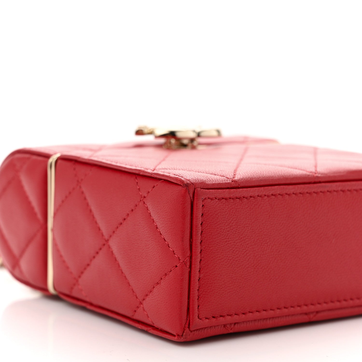 Chanel Lambskin Quilted Small Box With Chain Red 9 of 10
