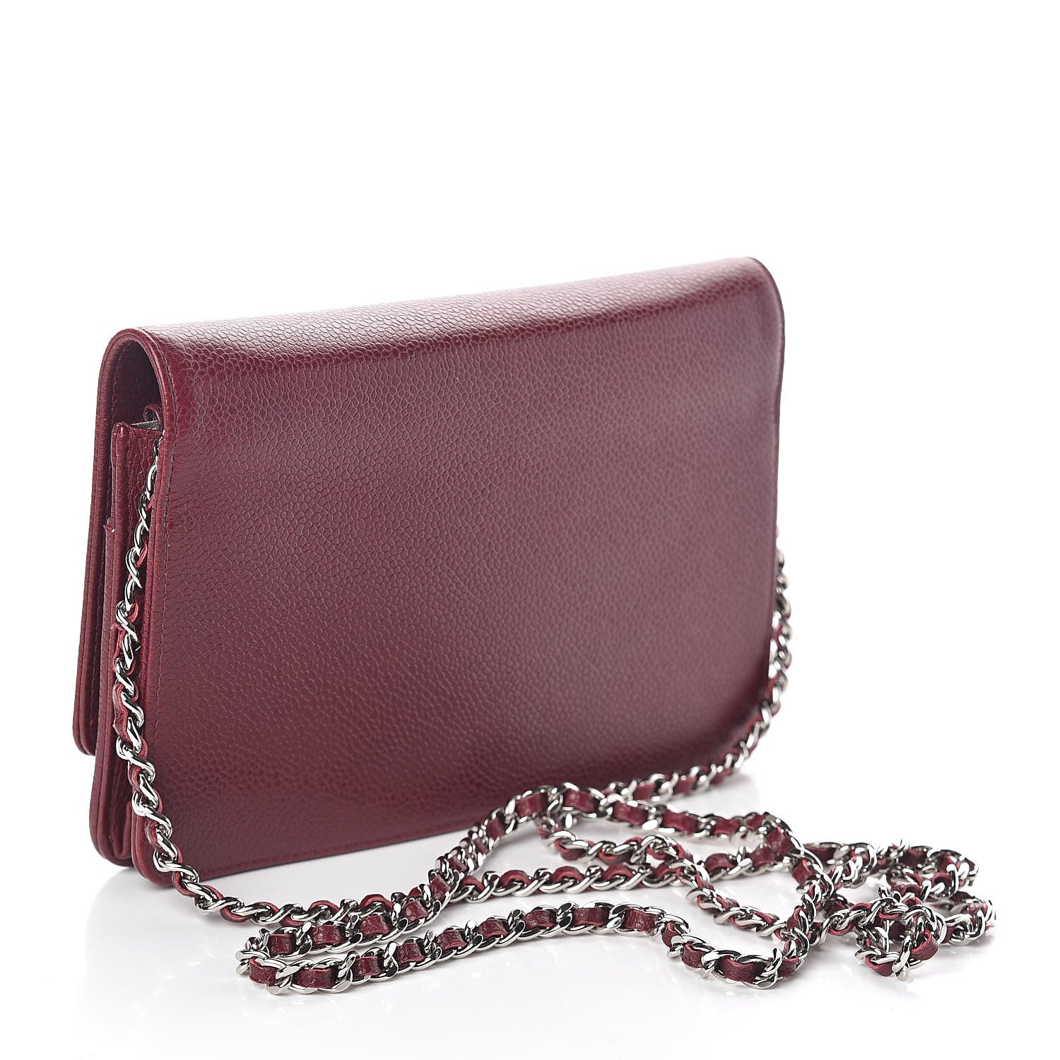Chanel Caviar Timeless CC Wallet on Chain WOC Dark Red 3 of 9