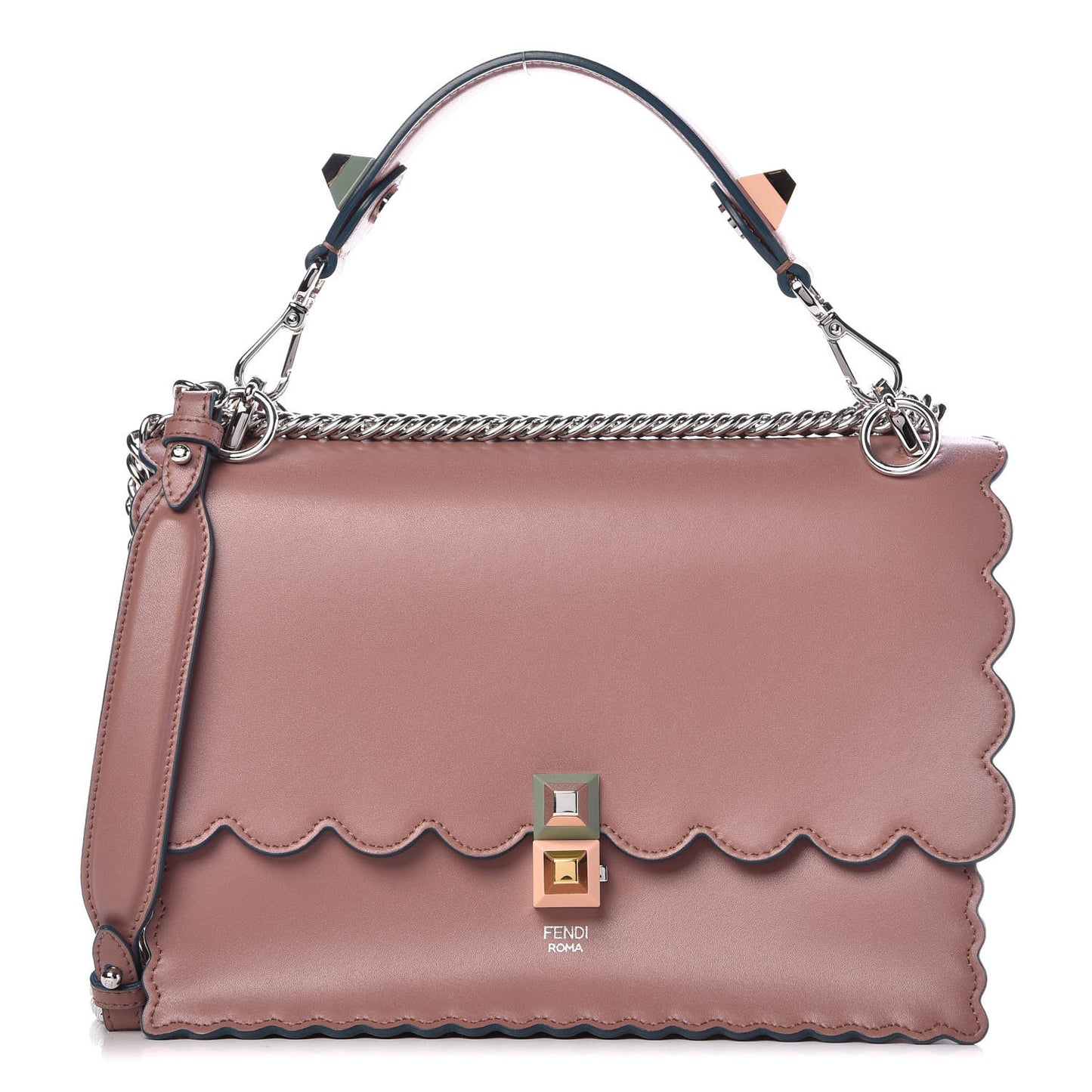 Vitello Liberty Scalloped Studded Kan I Shoulder Bag English Rose